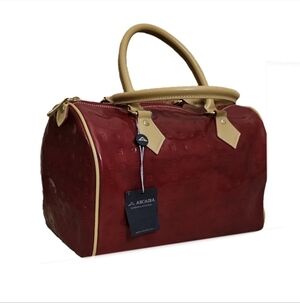 Arcadia Italian Leather Dark Red & Tan Speedy Bag Vacchetta Detail